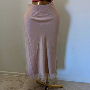 A New Day Champagne Beige Satin Lace Trim Slip Skirt XXL NWT